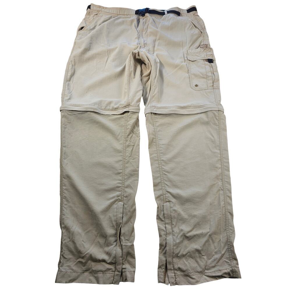 Outdoor element mens XL convertible zip off pants khaki nylon with belt * FLAWS^